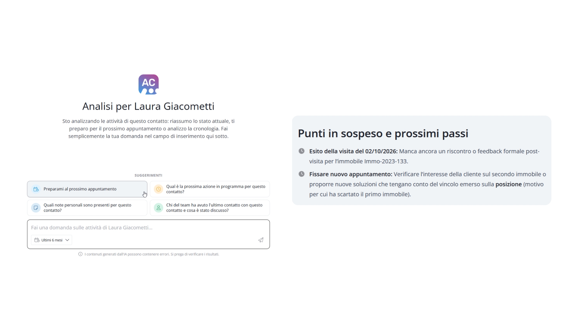 Schermata dell'AI Activity Chat in onOffice
