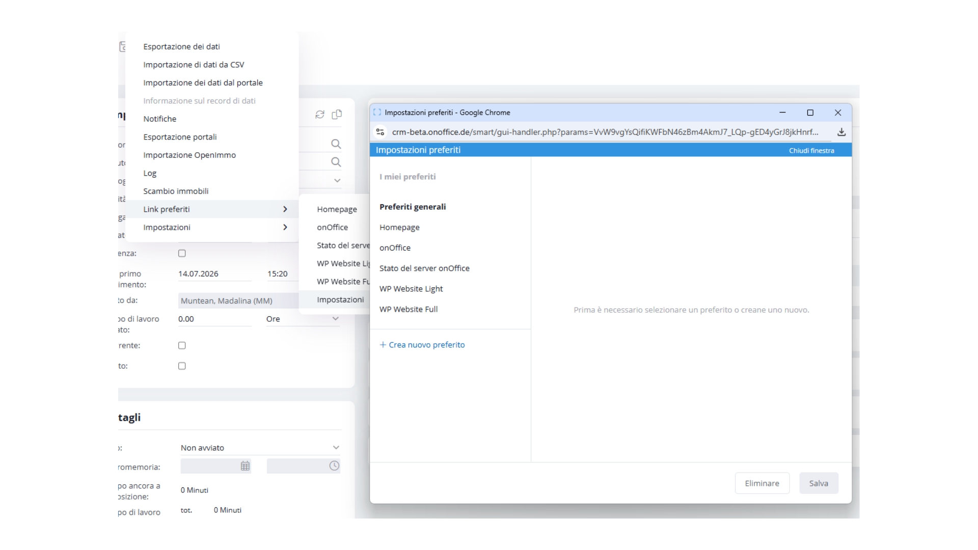 Gestione dei preferiti e ricerca dei duplicati in onOffice
